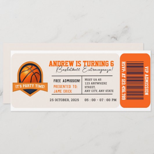 Invitation Passes d'anniversaire d'anniversaire d'une étoile (Devant / Derrière)