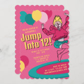 Invitation Passez à 12 mignonnes filles Trampoline 13e annive (Devant / Derrière)