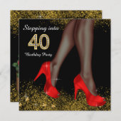 Invitation Passez à 40 Anniversaire de la fête Chaussures rou (Devant / Derrière)