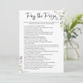 Invitation Passez le jeu de Fête des mariées Fleur sauvage du (Debout devant)