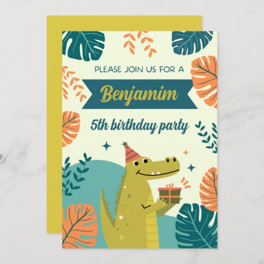 Invitation Passez un moment sauvage à la fête d'anniversaire  (Devant / Derrière)