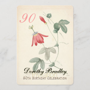 Invitation Passiflora vintage 90e anniversaire de fête Invita