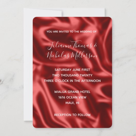 Invitation Passion Red Faux Satin Mariage (Devant)