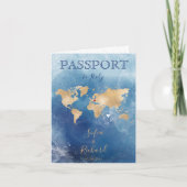 Invitation Passport Mariage Destination Gold World Map Inv (Devant)