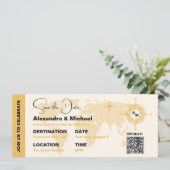 Invitation Passport moderne Black and Gold Enregistrer la dat (Debout devant)