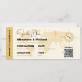 Invitation Passport moderne Black and Gold Enregistrer la dat (Devant)