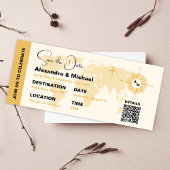 Invitation Passport moderne Black and Gold Enregistrer la dat