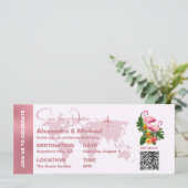Invitation Passport or Rose moderne Enregistrer la date Invit (Debout devant)