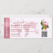 Invitation Passport or Rose moderne Enregistrer la date Invit (Devant)