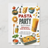Invitation Pasta Aquarelle fête d'anniversaire (Devant)