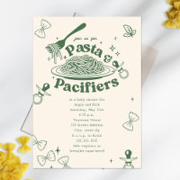Pasta & Pacifiers Doodle Vert Neutre Baby Shower