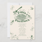 Invitation Pasta & Pacifiers Doodle Vert Neutre Baby Shower (Devant)