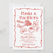 Invitation Pasta & Pacifiers Hand Drawn Italian Baby Shower (Devant)
