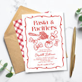Invitation Pasta & Pacifiers Hand Drawn Italian Baby Shower
