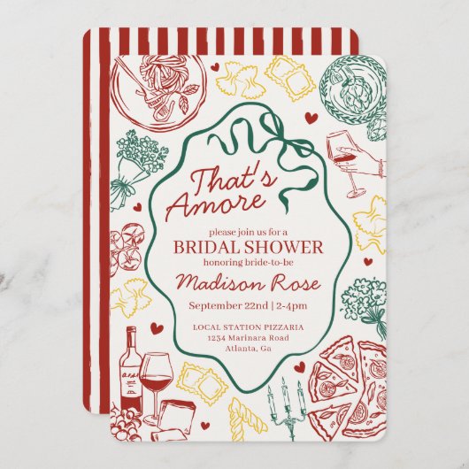 Invitation Pasta Thats Amore Italian Brunch Bridal Shower (Devant / Derrière)