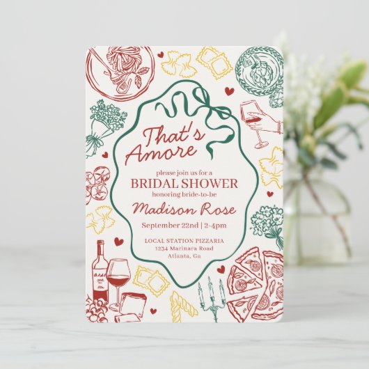 Invitation Pasta Thats Amore Italian Brunch Bridal Shower (Debout devant)