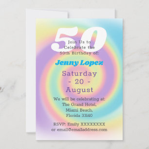 Invitation Pastel 50e fête d'anniversaire