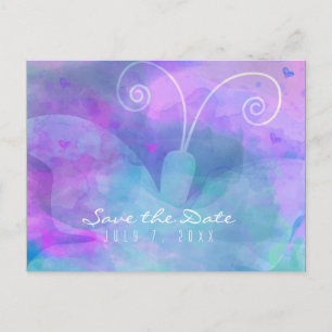 Invitation Pastel à l'aquarelle Papillon Save the