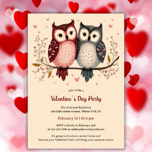 Invitation Pastel Adorable Cute Owls Saint Valentin