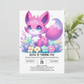 Invitation Pastel Adorable Fox Digital Anniversaire (Debout devant)