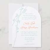 Invitation Pastel Aqua Blue Blush Coral Flower Wedding Invite (Devant)