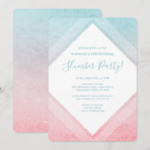 Invitation Pastel Aquarelle Anniversaire Fête de bois Aqua (Devant / Derrière)