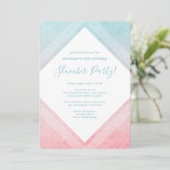 Invitation Pastel Aquarelle Anniversaire Fête de bois Aqua (Debout devant)