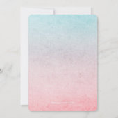 Invitation Pastel Aquarelle Anniversaire Fête de bois Aqua (Dos)