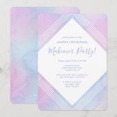 Invitation Pastel Aquarelle Anniversaire Reprise Party violet (Devant / Derrière)