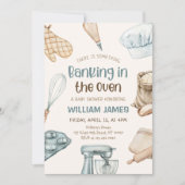 Invitation Pastel Aquarelle Baking Bébé Garçon Douche (Devant)