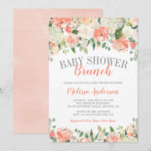 Invitation Pastel Aquarelle Fleur Brunch Baby shower Invitati