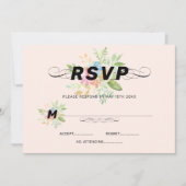 Invitation Pastel aquarelle fleurs calligraphie moderne acc (Devant)