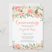 Invitation Pastel Aquarelle Fleurs Quinceañera (Devant)