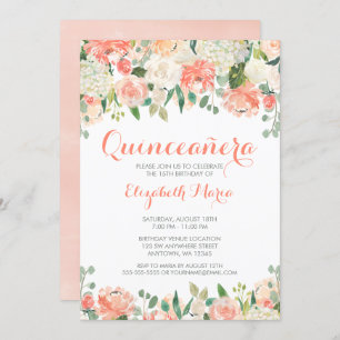 Invitation Pastel Aquarelle Fleurs Quinceañera