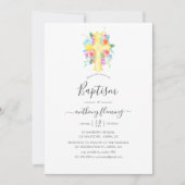 Invitation Pastel Aquarelle Floral Boy Baptême/Christening (Devant)