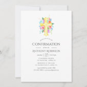 Invitation Pastel Aquarelle Floral Boy Confirmation (Devant)