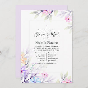 Invitation Pastel Aquarelle Floral Douche par Mail