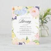 Invitation Pastel Aquarelle Floral Frame Blessing (Debout devant)