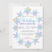 Invitation Pastel Aquarelle Hiver Flammes de neige | Vacances (Devant)