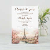 Invitation Pastel Aquarelle Paris Tour Eiffel 40. Anniversair (Debout devant)