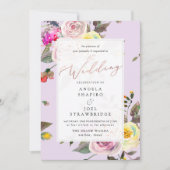 Invitation Pastel Aquarelle Roses+Boules de Champagne Rose (Devant)