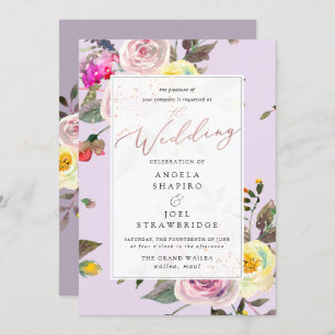 Invitation Pastel Aquarelle Roses+Boules de Champagne Rose