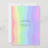 Invitation Pastel arc-en-ciel aquarelle licorne anniversaire (Dos)