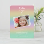 Invitation Pastel Arc-en-ciel dégradant Anniversaire de enfan (Debout devant)