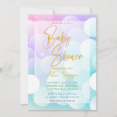 Invitation Pastel arc-en-ciel ombre or parties scintillant ba (Devant)