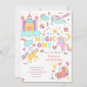 Invitation Pastel arc-en-ciel unicorne magie un anniversaire (Devant)