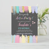 Invitation Pastel Art Peinture Party Fille Anniversaire Invit (Debout devant)