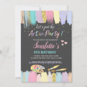 Invitation Pastel Art Peinture Party Fille Anniversaire Invit (Devant)
