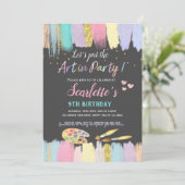 Invitation Pastel Art Peinture Party Fille Anniversaire Invit (Debout devant)