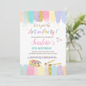 Invitation Pastel Art Peinture Party Fille Anniversaire Invit (Debout devant)